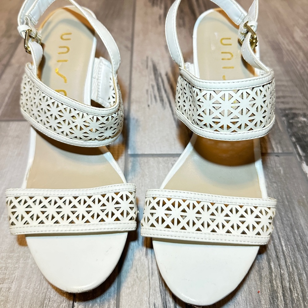 White wedges with cut out details